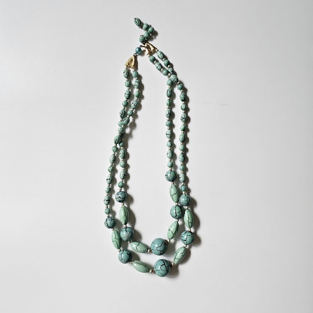 Double strand necklace | Turquoise necklace | Beaded jewelry
